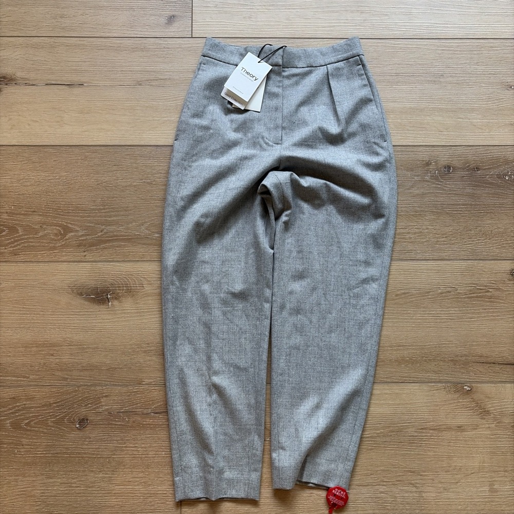 Theory Womens Gray Wool Pleated Urban Trousers Pants Size 0 Slacks Business